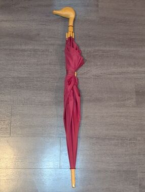 Vintage 80s Aramis Duck Head Handle Umbrella Burgundy 36" Old Money Preppy Style